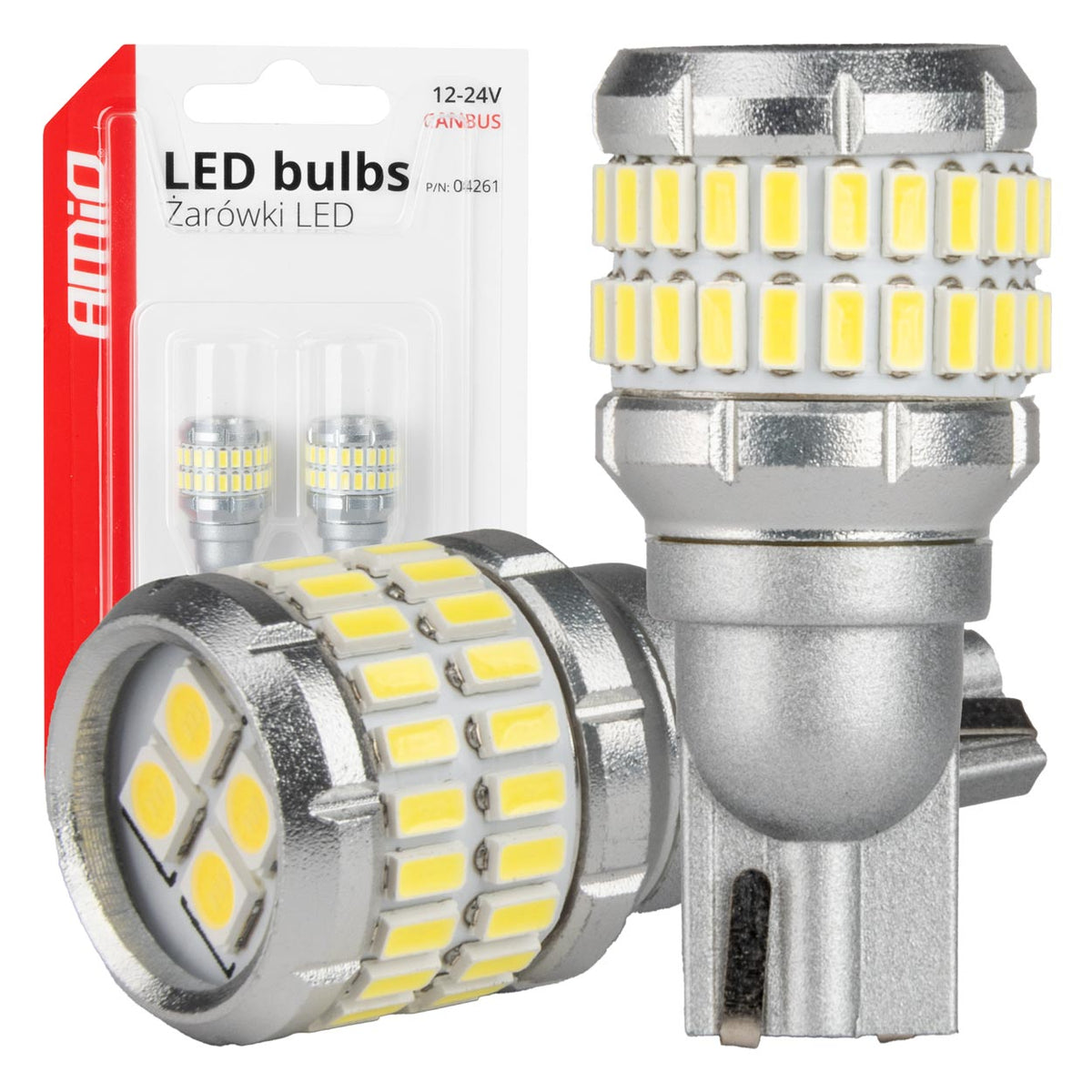 LED-polttimo CANBUS T15 W16W 48SMD 4SMD 3014 3030 valkoinen 12V 24V