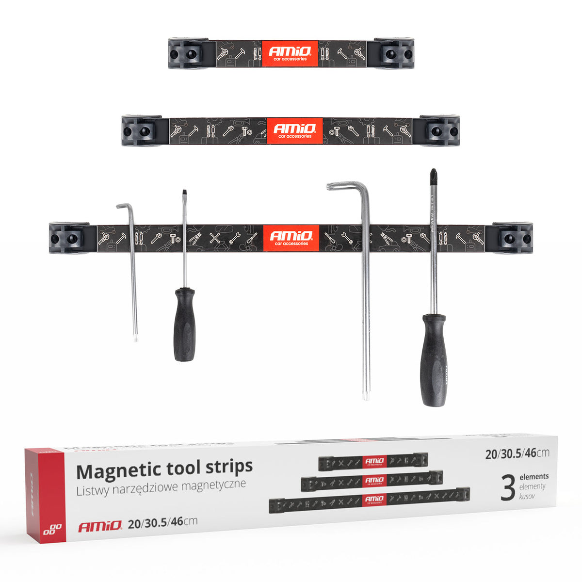 Magneettiset työkalupidikkeet 3 kpl, 20 cm + 30,5 cm + 46 cm
