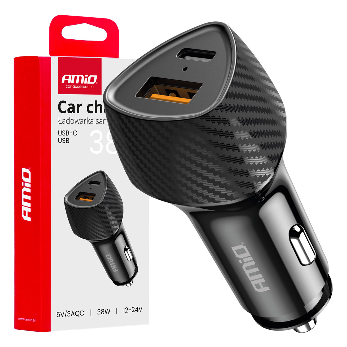Autolaturi QC+PD 38 W USB-A + USB-C