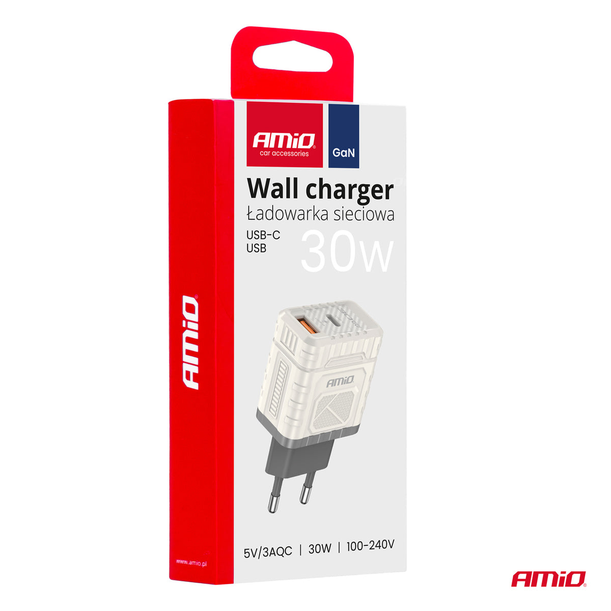 Pikalaturiadapteri Quick Charge GaN 30 W USB-A + USB-C