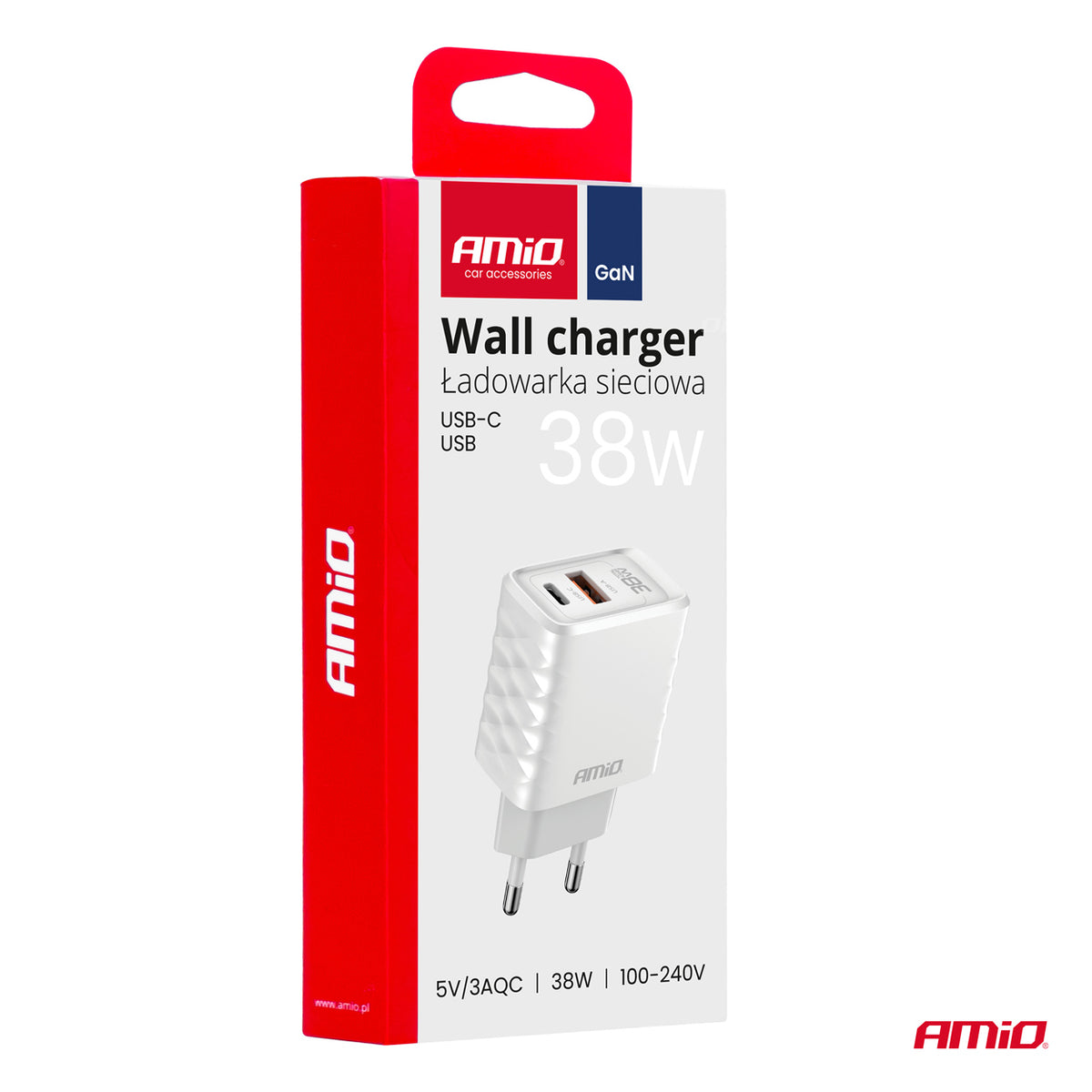 Pikalaturin GaN 38 W USB-A + USB-C