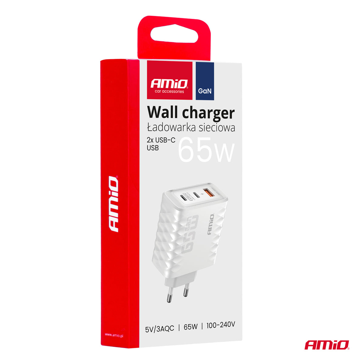 Pikalaturisovitin Quick Charge 65 W USB-A + 2xUSB-C