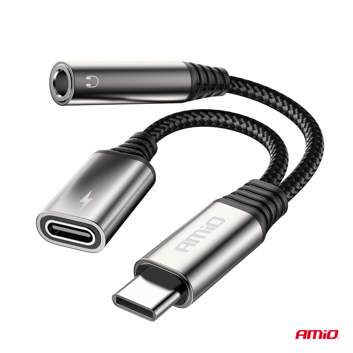 USB-C - USB-C + 3,5 mm mini-jack -sovitin 10 cm