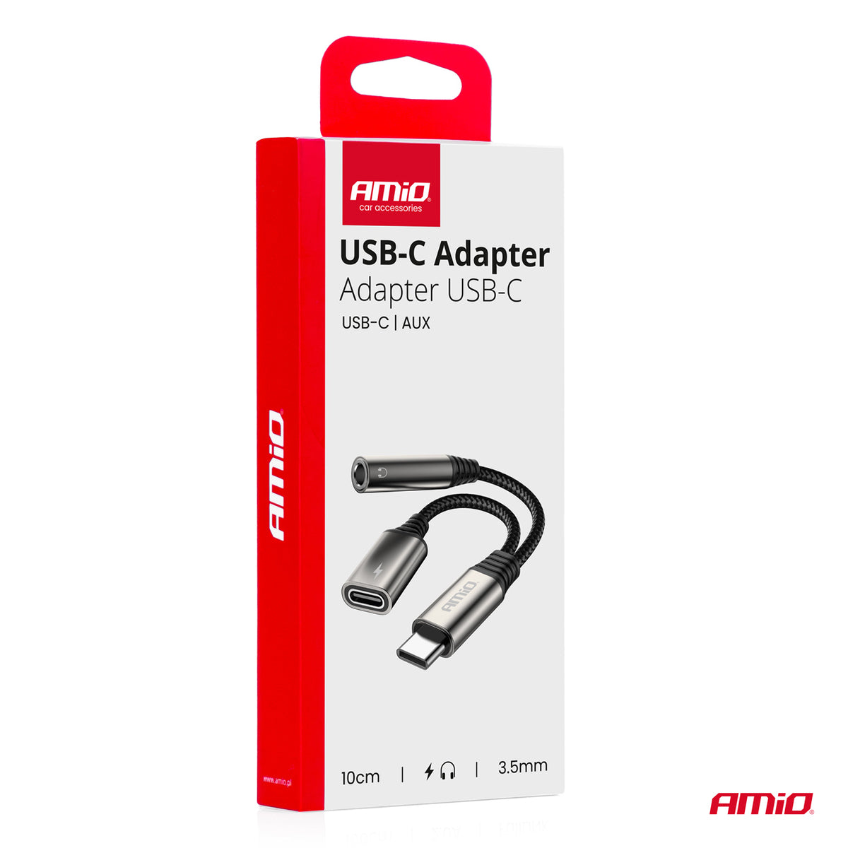 USB-C - USB-C + 3,5 mm mini-jack -sovitin 10 cm