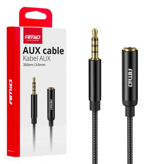 Jatkojohto AUX Mini Jack 3,5 mm uros - 3,5 mm naaras 2 m