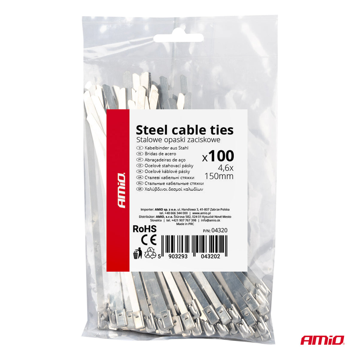 Ruostumattomasta teräksestä valmistetut metallinippusiteet 4,6x150mm 100 kpl