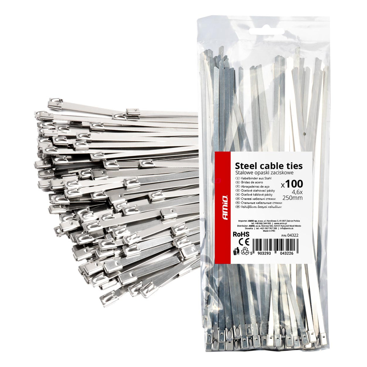Ruostumattomat metallinippusiteet 4,6x250mm 100 kpl