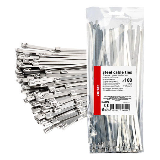 Ruostumattomat metallinippusiteet 4,6x250mm 100 kpl