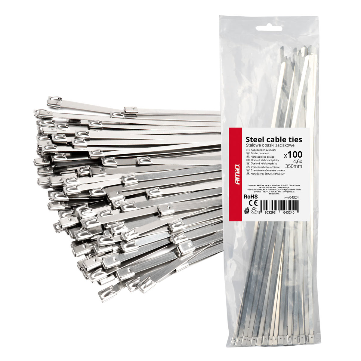 Ruostumattomat metallinippusiteet 4,6x350mm 100 kpl