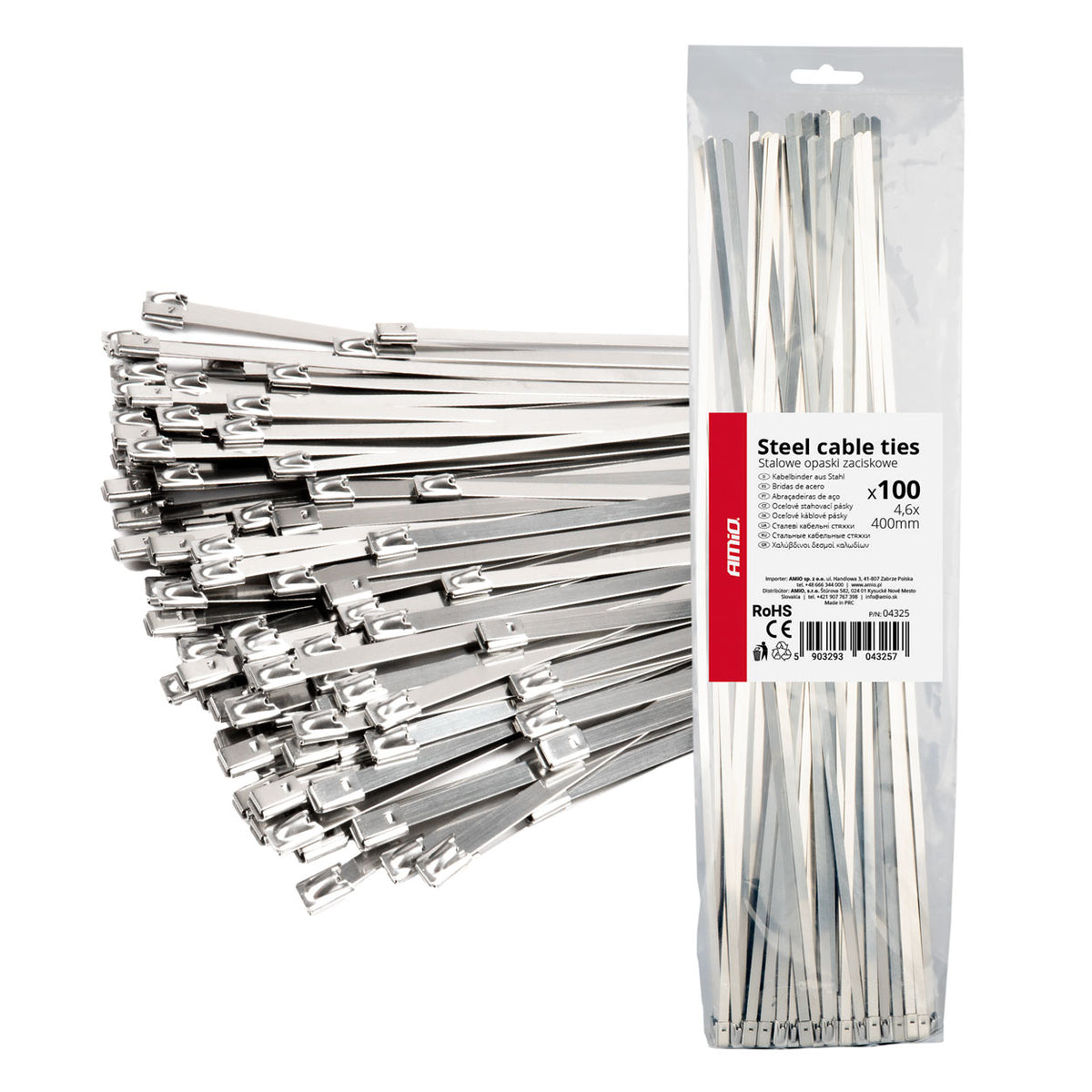 Ruostumattomat metallinippusiteet 4,6x400mm 100 kpl