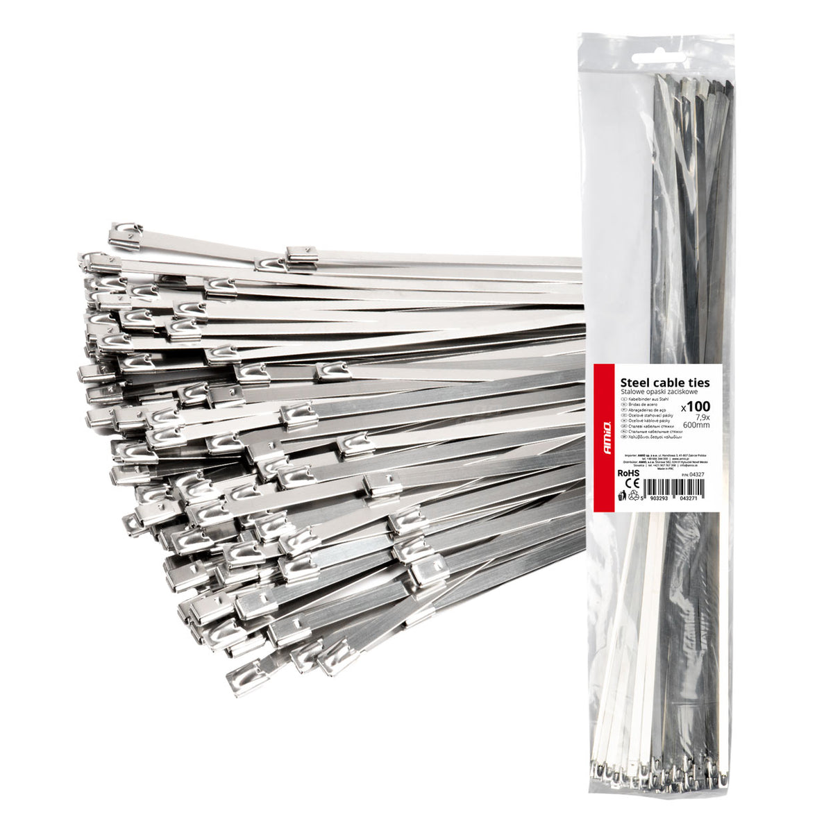 Ruostumattomasta teräksestä valmistetut metallikiristyssiteet 7,9x600mm 100 kpl