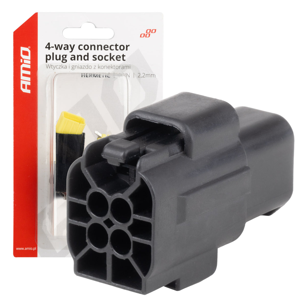 Liitin- ja pistokesarja 4-napainen 2,2 mm
