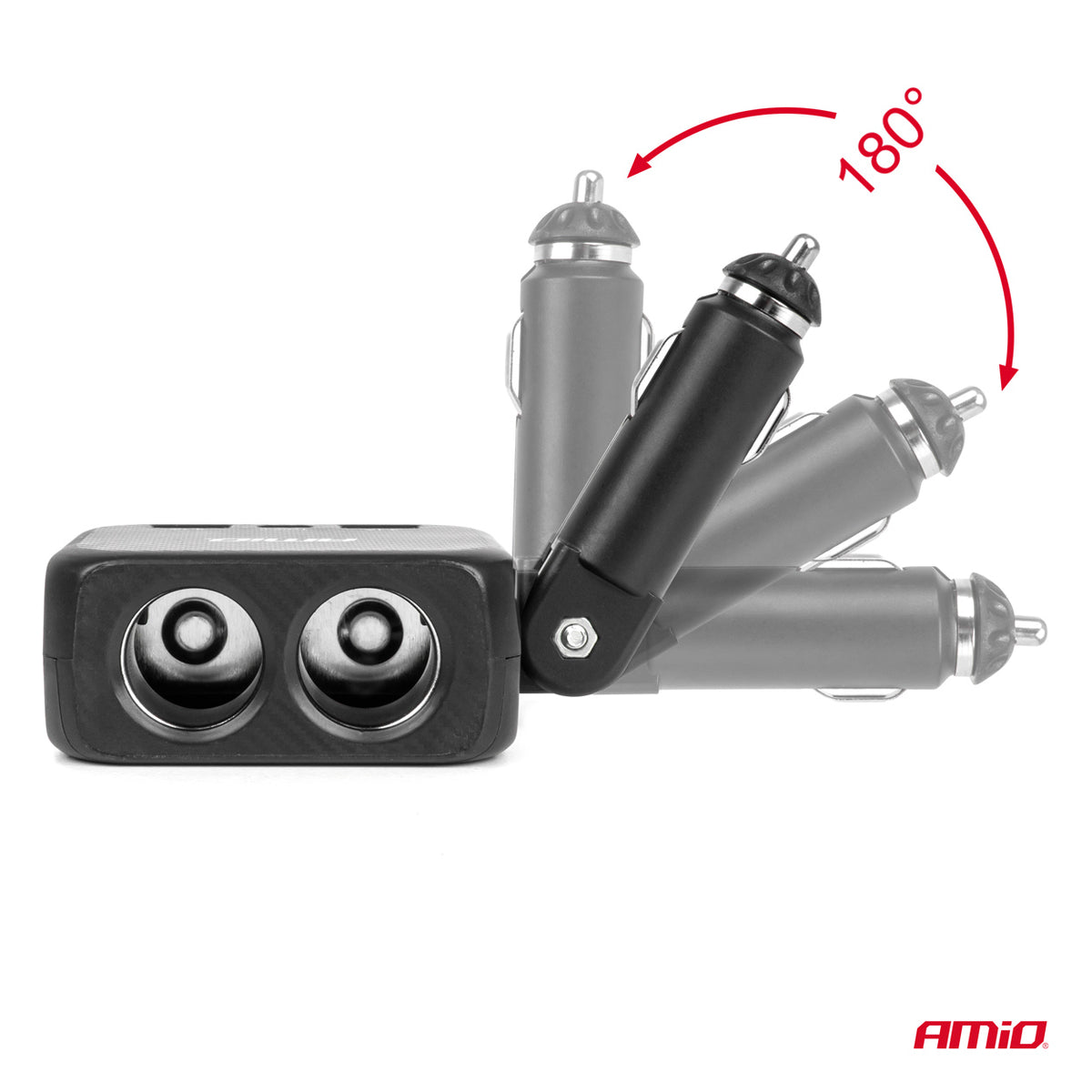 Jatkopistorasia 2x USB-A 1x USB-C 12V/24V 100W 180°
