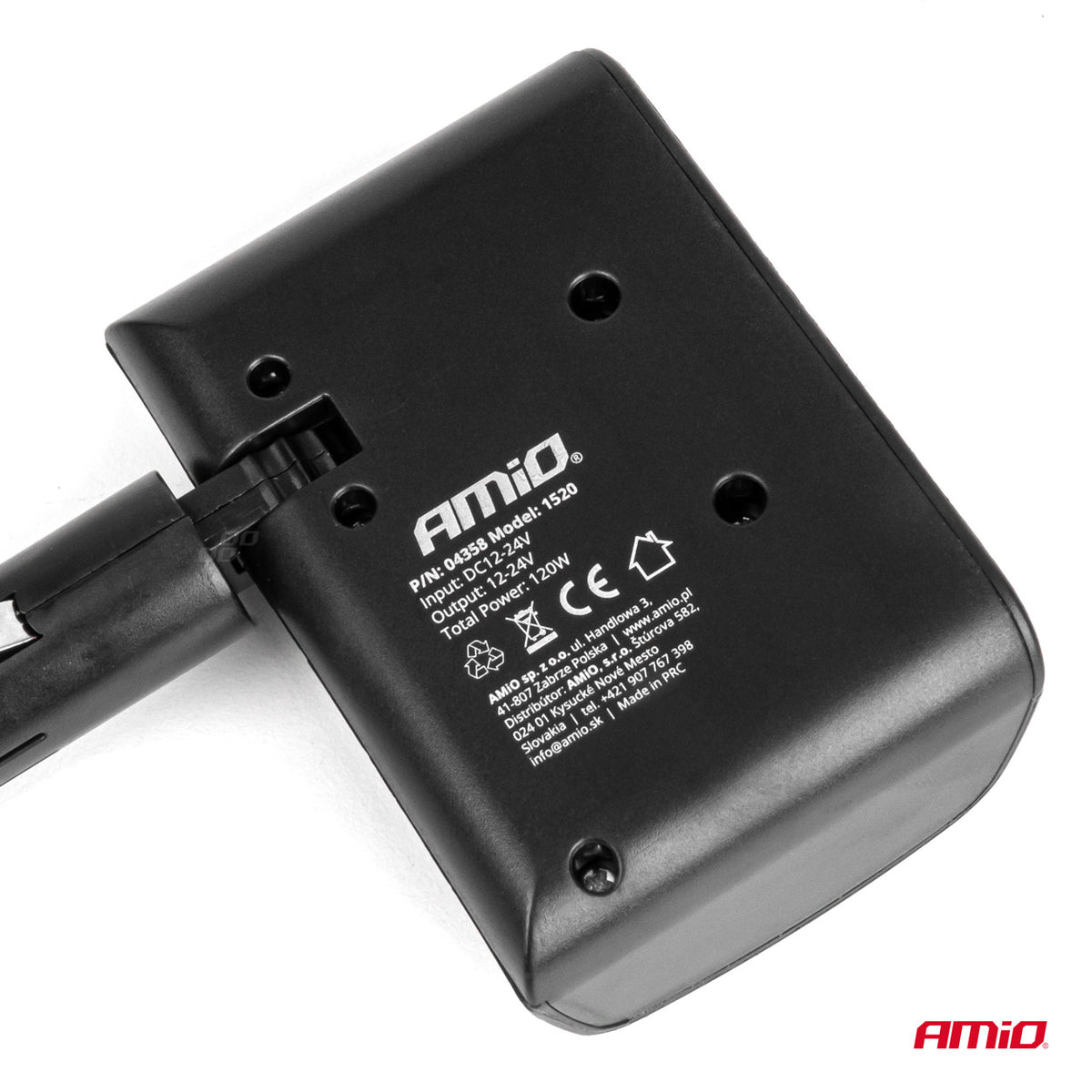 Jatkopistorasia 12V/24V 120W 90°
