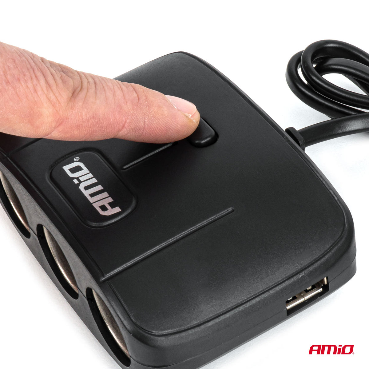 Jatkojohto 2x USB-A ON/OFF-kytkimellä 12V/24V 100W 70cm