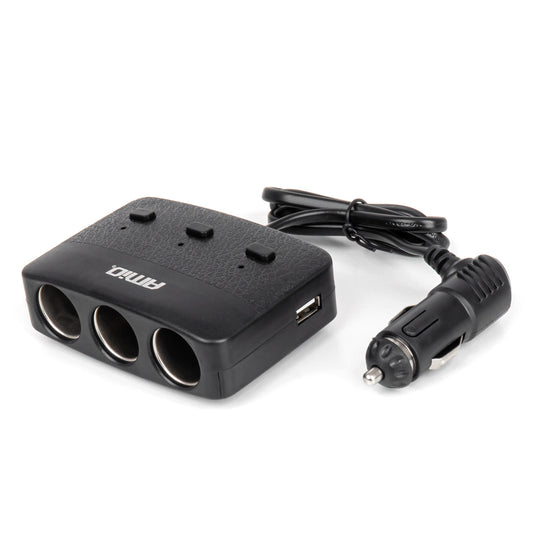 Jatkojohto 2x USB-A ON/OFF LED 12V/24V 100W 70cm