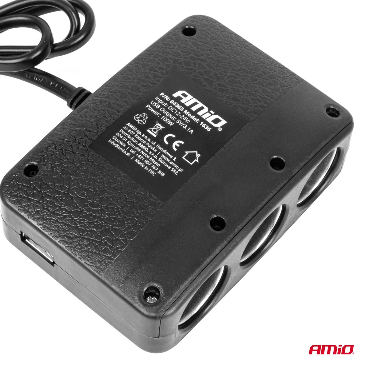 Jatkojohto 2x USB-A ON/OFF LED 12V/24V 100W 70cm