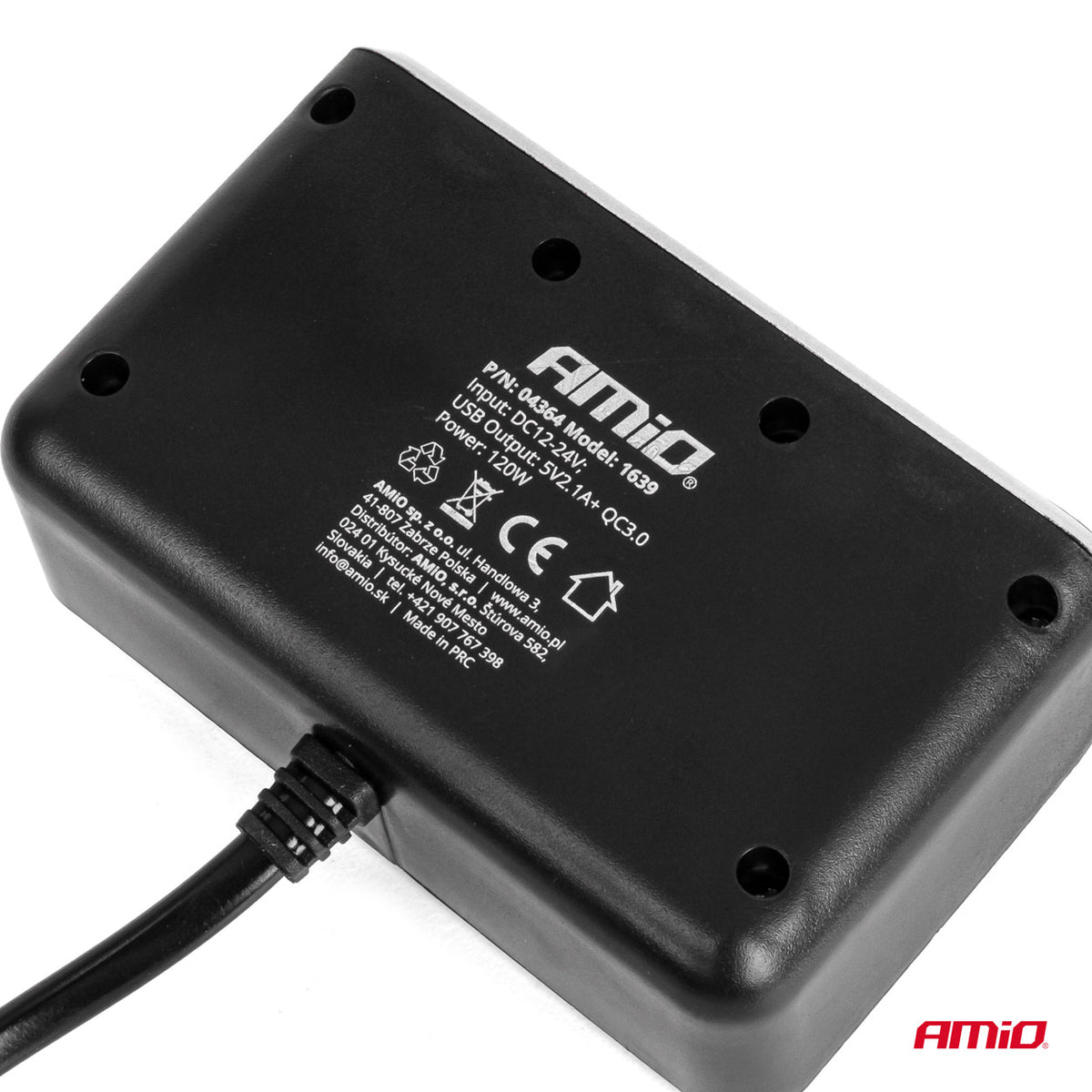 Jatkojohto 2x USB QC3.0 12V/24V 120W 80cm