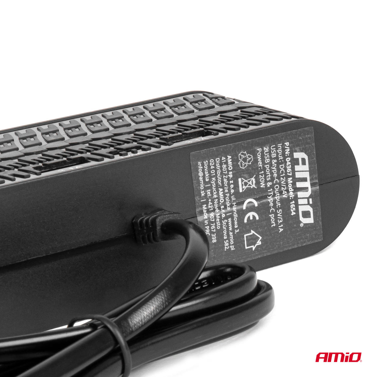 Jatkopistorasia 2x USB-A 1x USB-C 12V/24V 120W 80cm