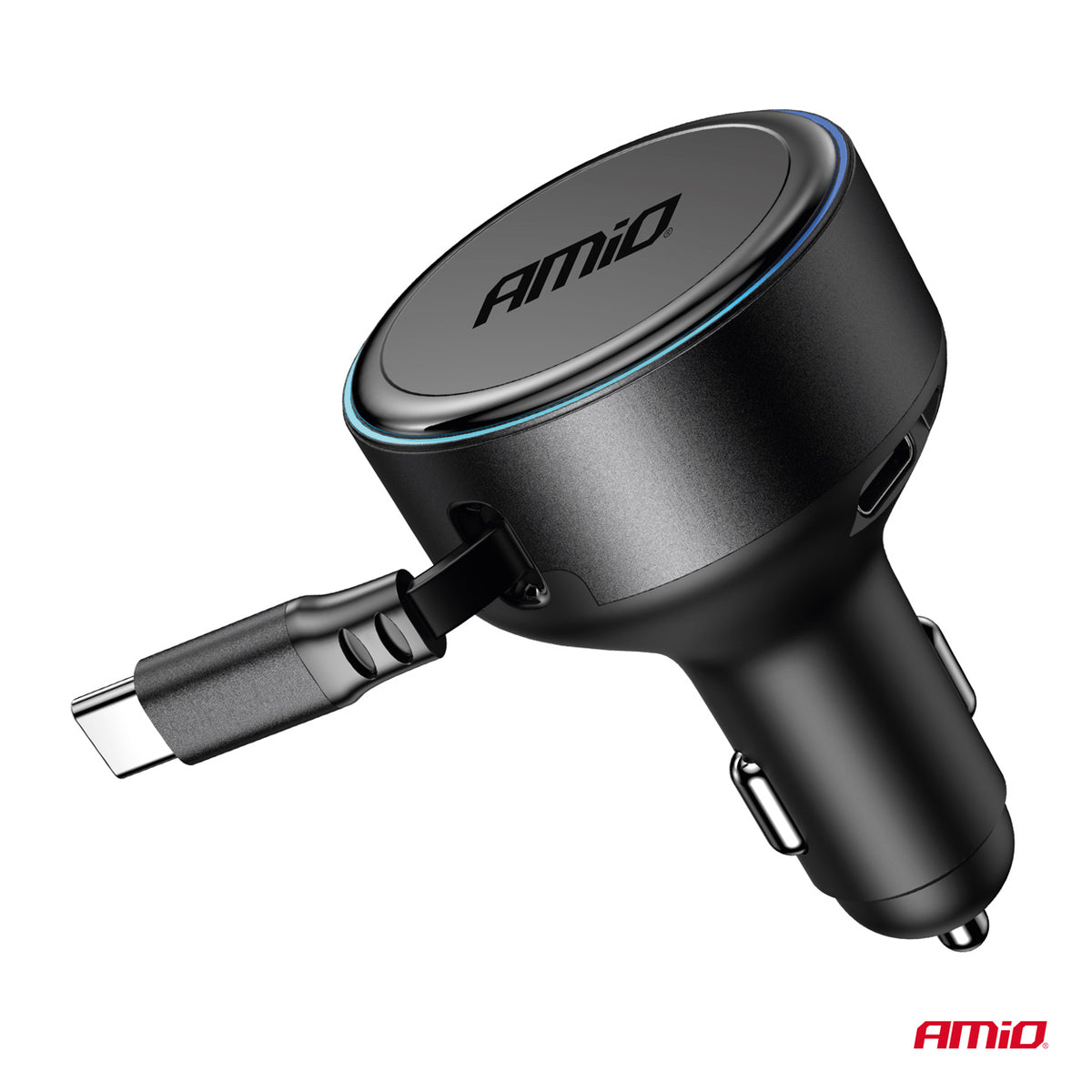 Sisäänvedettävä autolaturi USB-C-kaapelilla + USB-C-liitännällä 12/24 V 60 W