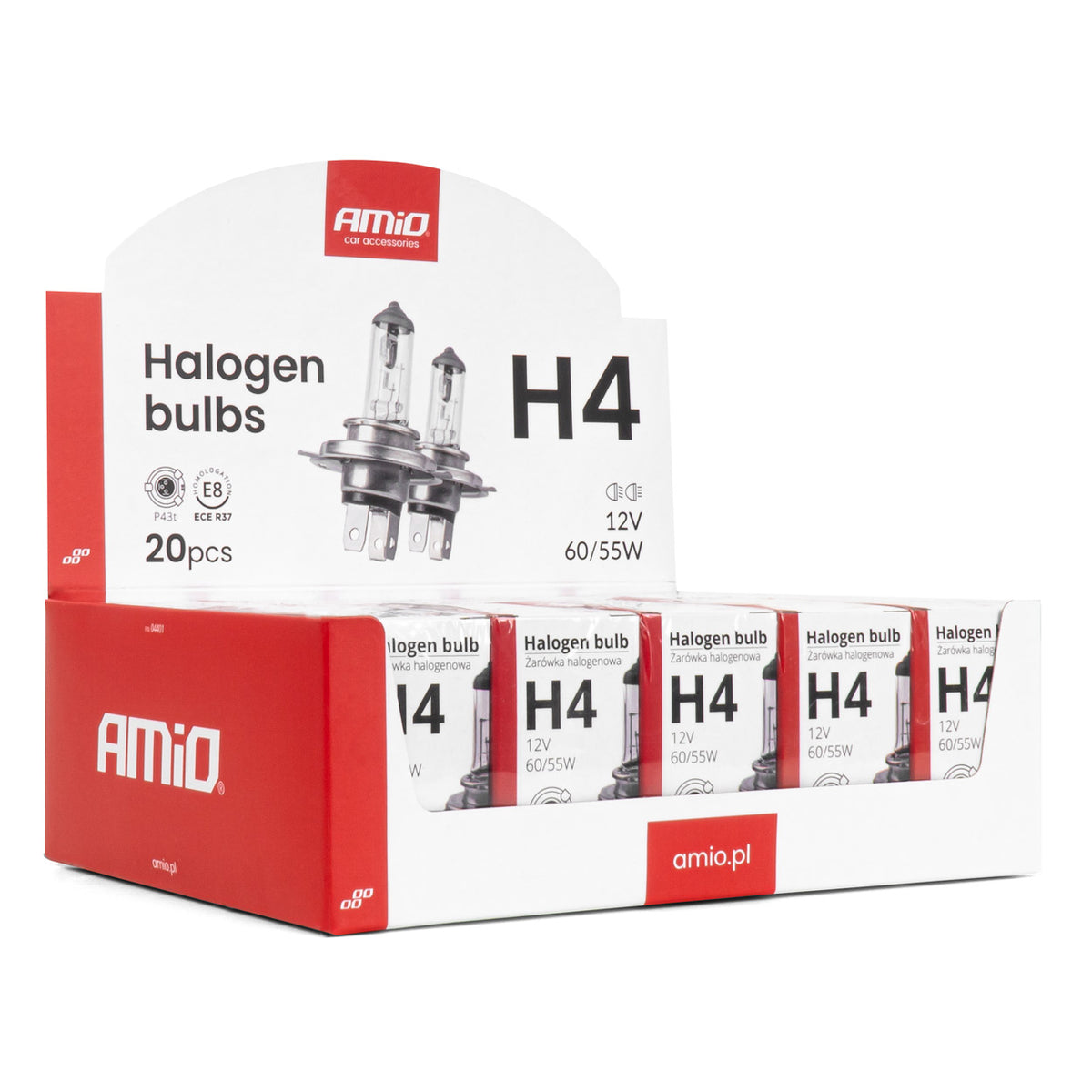 H4-halogeenipolttimosarja 12 V 60/55 W UV-suodatin (E8) 20 kpl