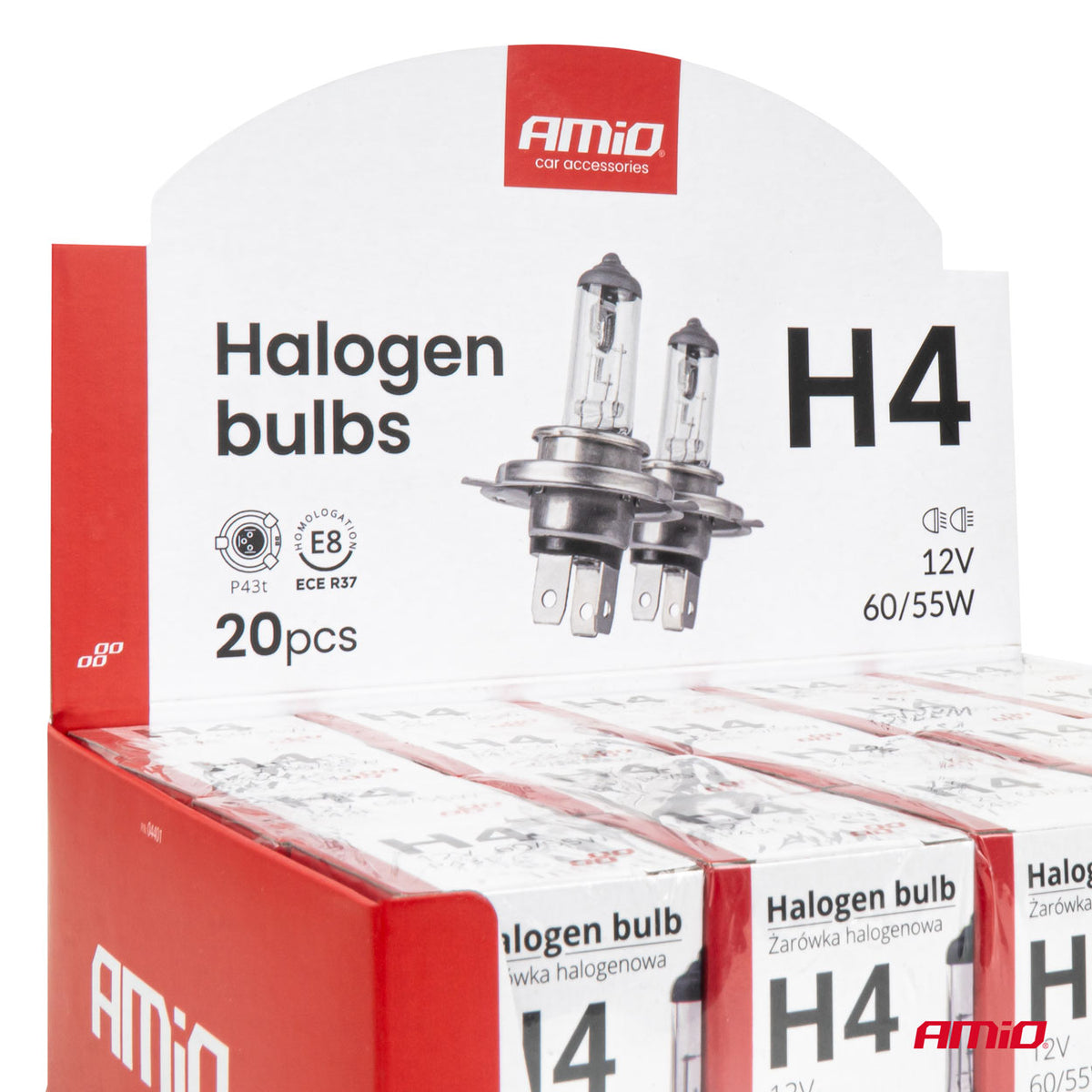 H4-halogeenipolttimosarja 12 V 60/55 W UV-suodatin (E8) 20 kpl