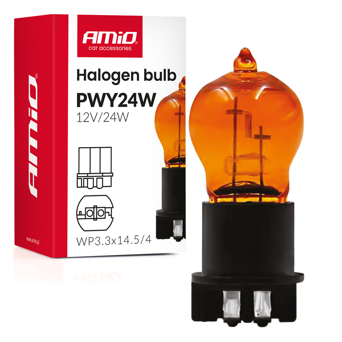 Halogeenipolttimo PWY24W WP3.3x14.5-4 Amber 12 V 24 W
