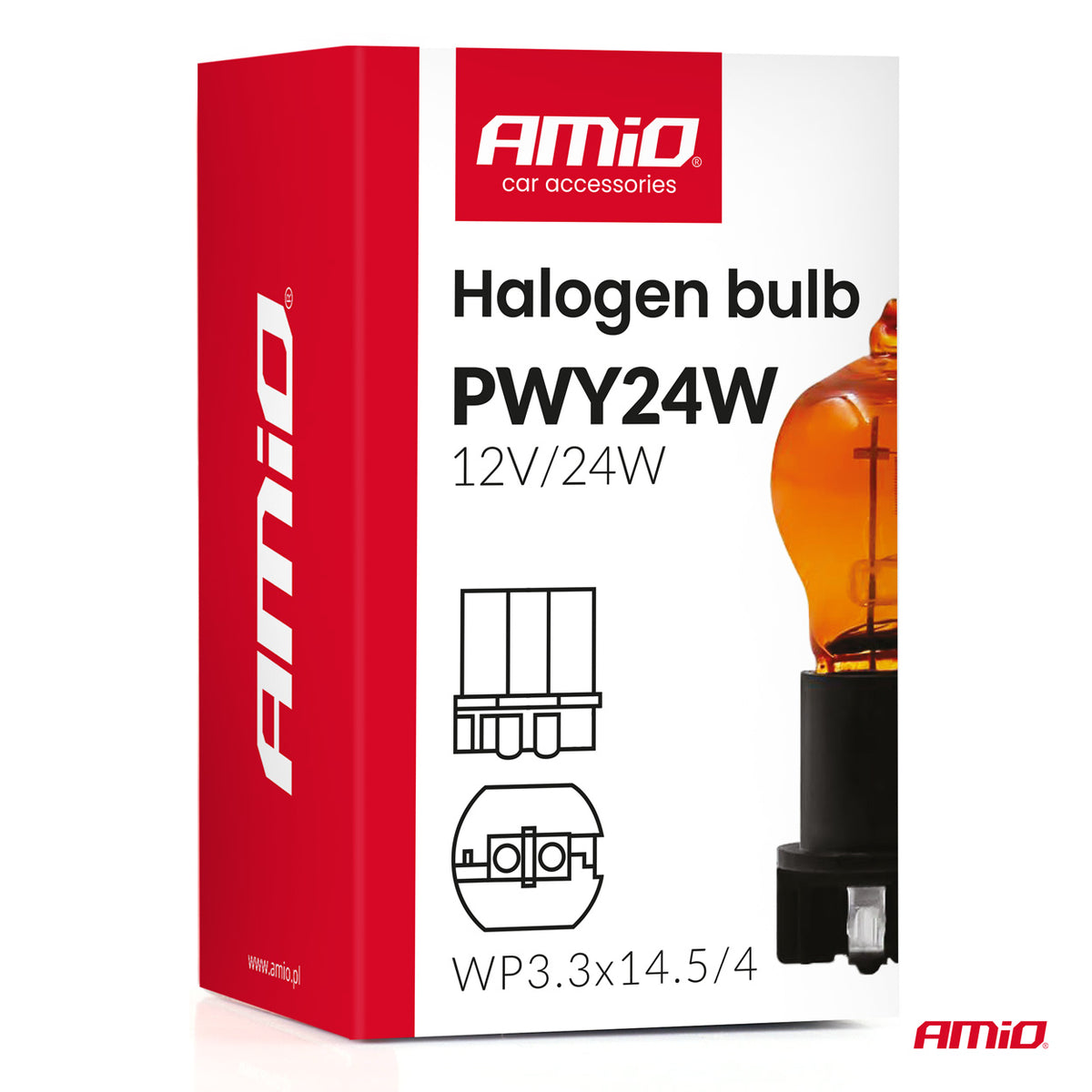 Halogeenipolttimo PWY24W WP3.3x14.5-4 Amber 12 V 24 W