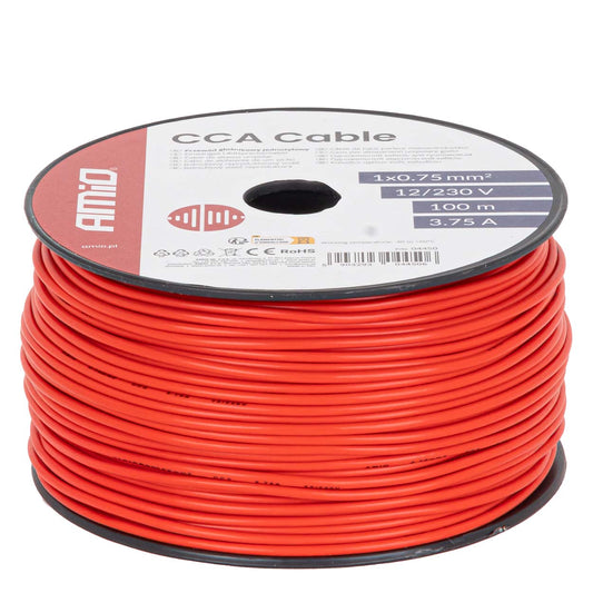 Kaiutinkaapeli yksisäikeinen CCA 1x0,75 mm² 100 m 3,75 A 12/230 V