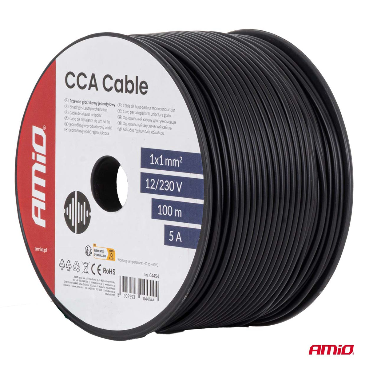 Yksijohtiminen kaiutinkaapeli CCA 1x1 mm² 100 m 5 A 12/230 V