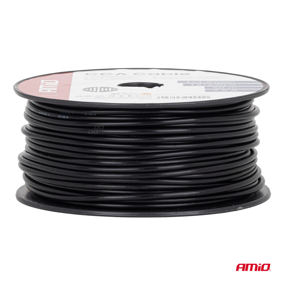Yksijohtiminen kaiutinkaapeli 1x1,5 mm² 50 m 7,5 A 12/230 V