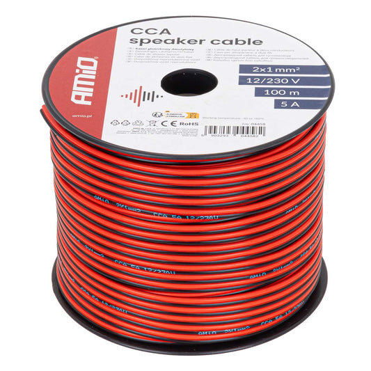Kaiutinkaapeli 2-johtiminen CCA 2x1 mm² 100 m 5 A