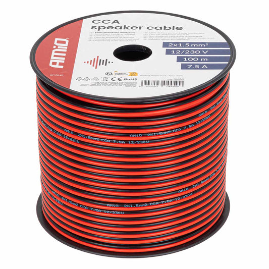 Kaiutinkaapeli 2-johtiminen CCA 2x1,5 mm² 100 m 7,5 A