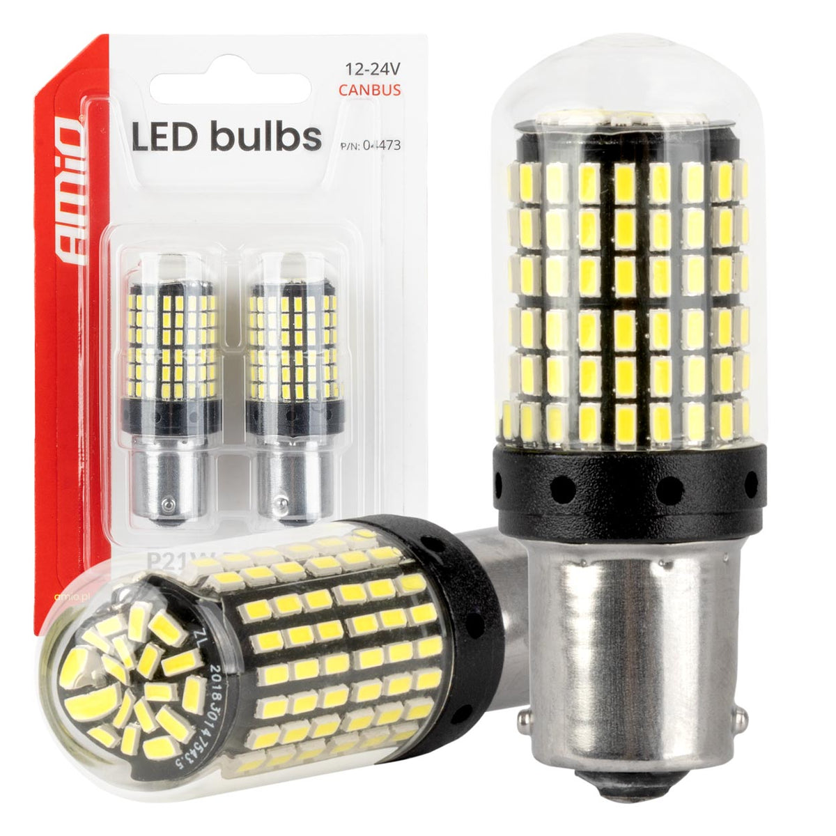 LED-polttimo CANBUS 1156 BA15S P21W R10W R5W 4SMD 1860 valkoinen 12V 24V