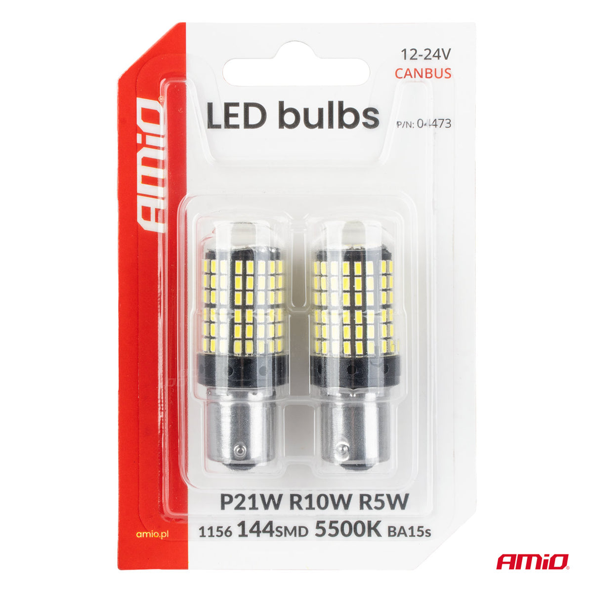 LED-polttimo CANBUS 1156 BA15S P21W R10W R5W 4SMD 1860 valkoinen 12V 24V