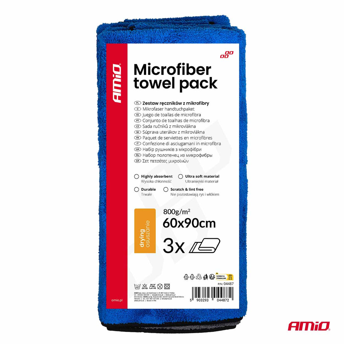 Mikrokuituliinasetti 800gsm 60x90cm 3 kpl AMIO-04487