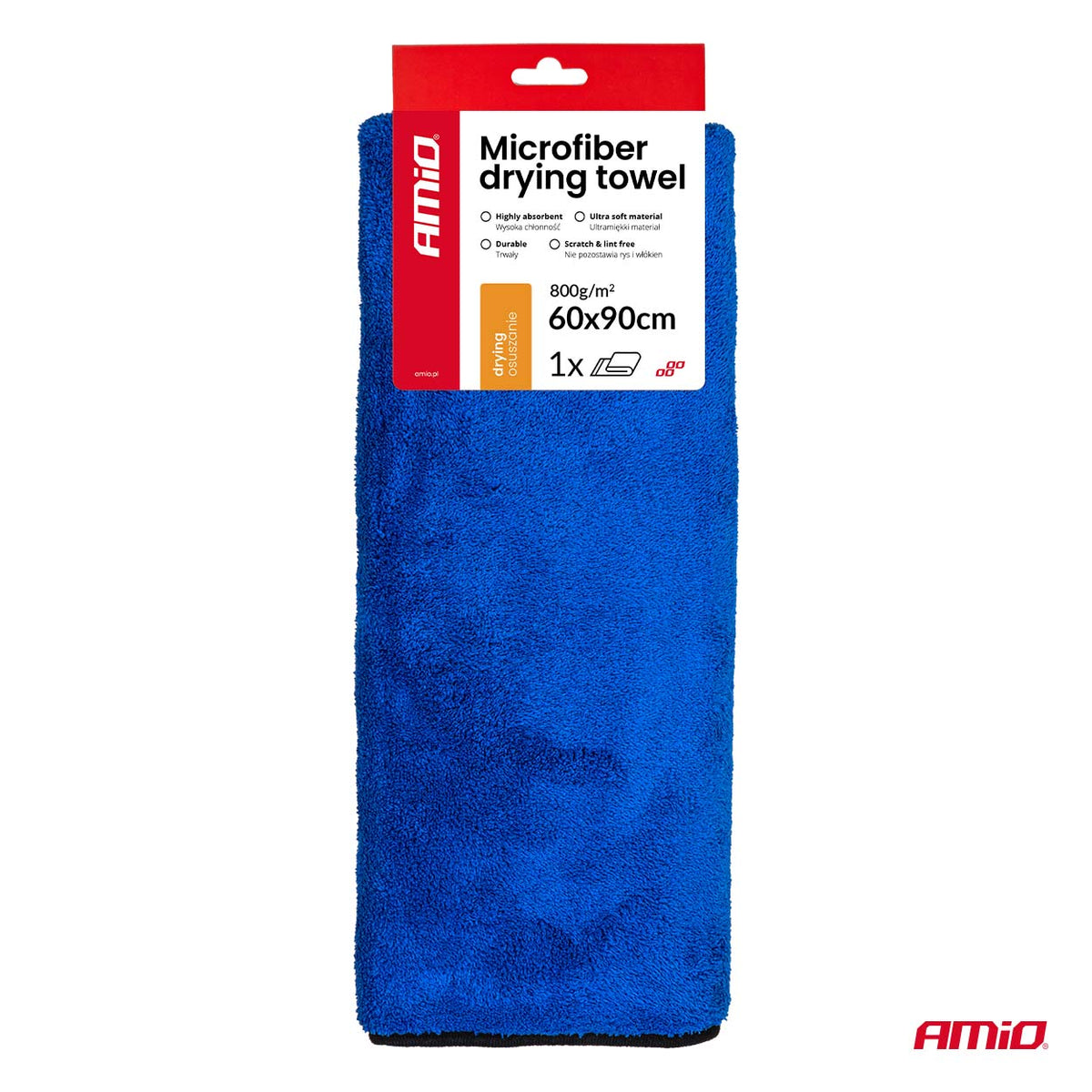 Mikrokuituliina kuivaukseen 800gsm 60x90cm AMIO-04488