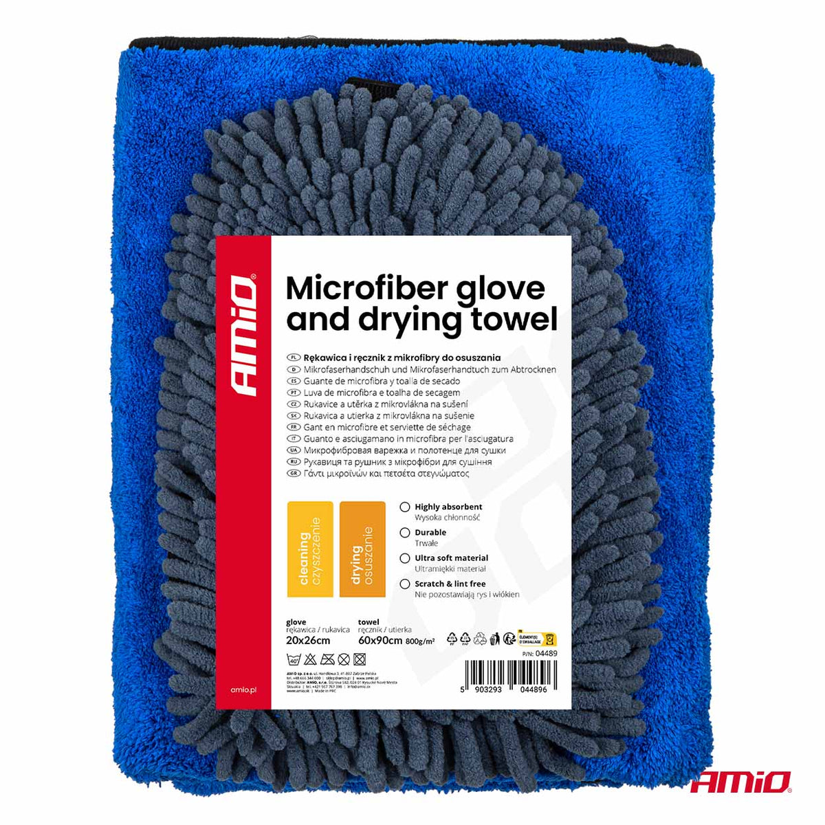 Mikrokuitukinnas ja mikrokuituliina kuivaukseen 94/800gsm 20x26/60x90cm AMIO-04489