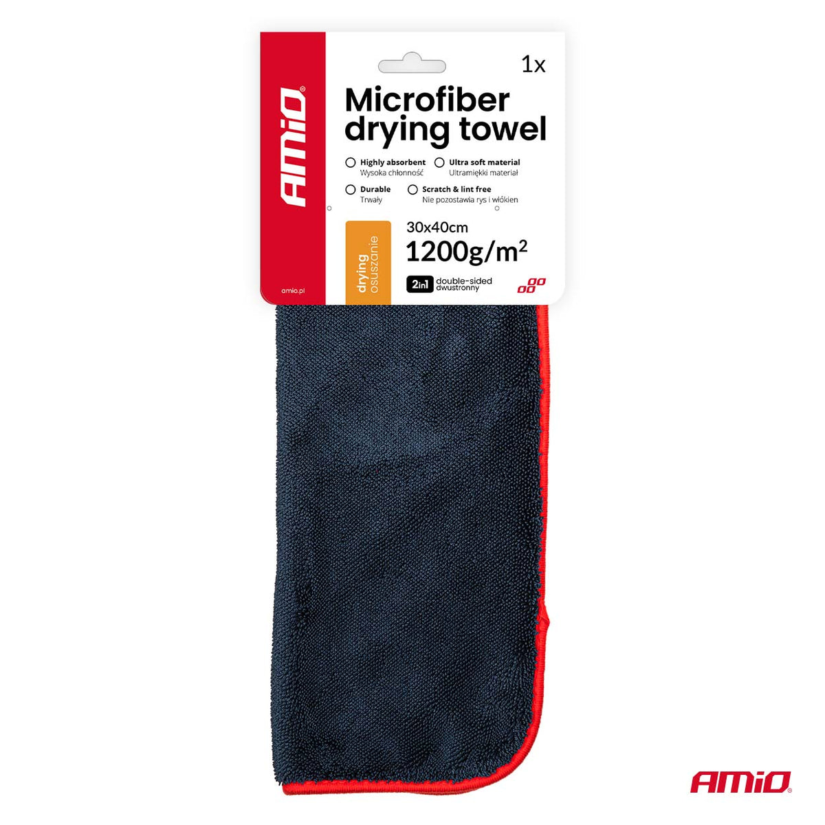 Mikrokuituliina kuivaukseen 1200gsm 30x40cm AMIO-04491