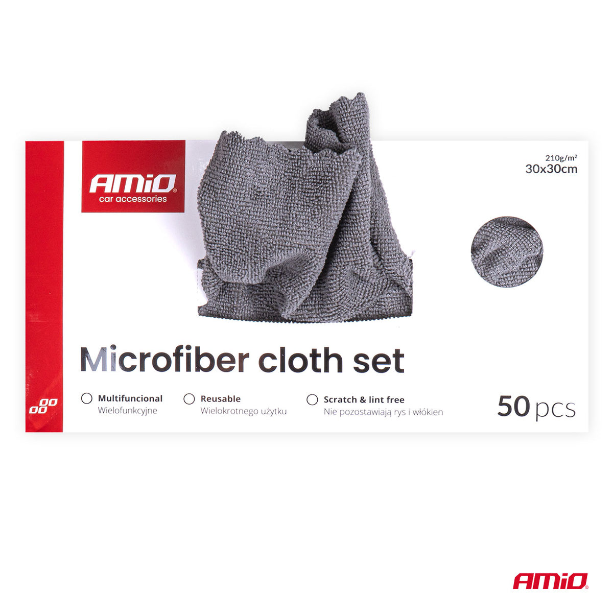 Mikrokuituliina setti 50 kpl 210gsm 30x30cm AMIO-04492