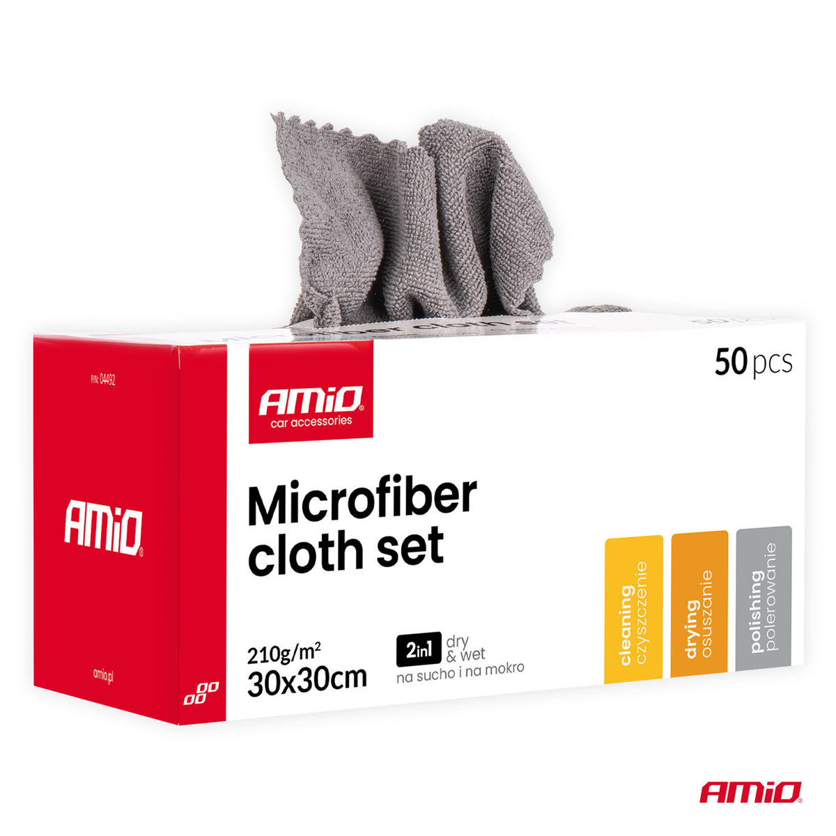Mikrokuituliina setti 50 kpl 210gsm 30x30cm AMIO-04492