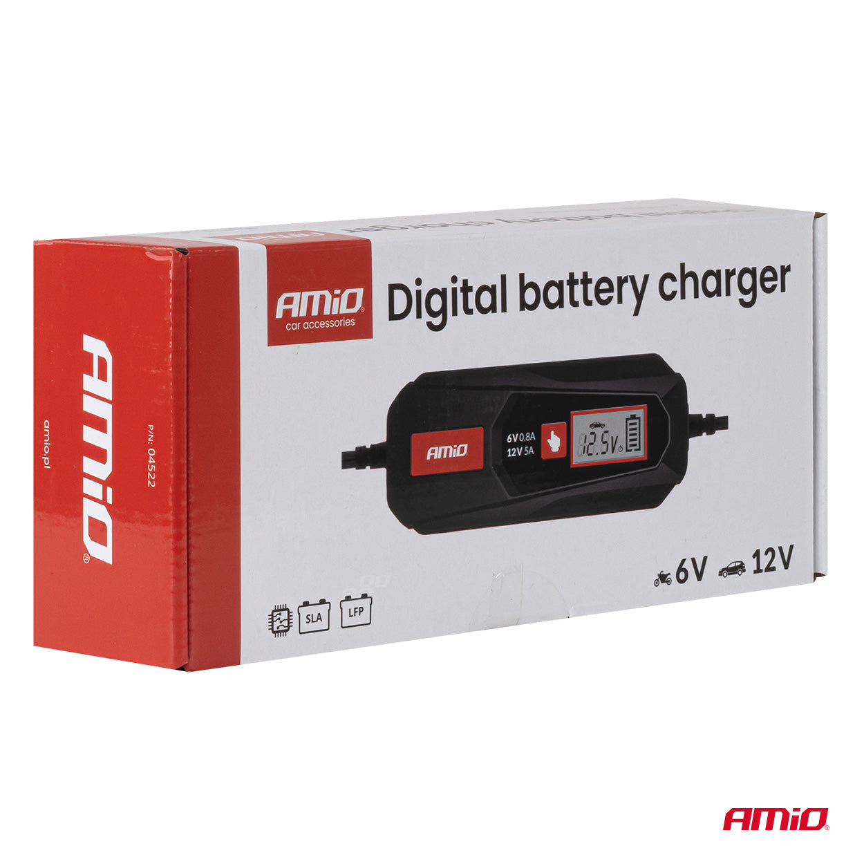 Digitaalinen akkulaturi LYIJYAKUT LFP MAX 5A 6/12V AMIO-04522