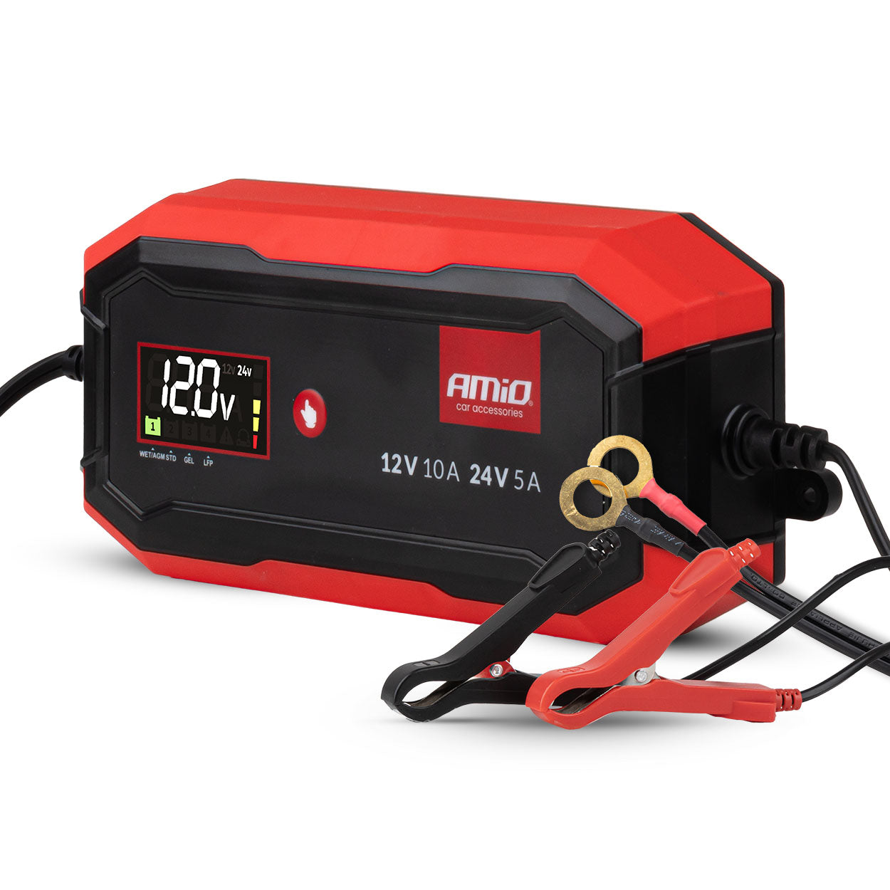 Digitaalinen akkulaturi AGM GEL STD LiFePo4 MAX 10A 12/24V PRO AMIO-04528