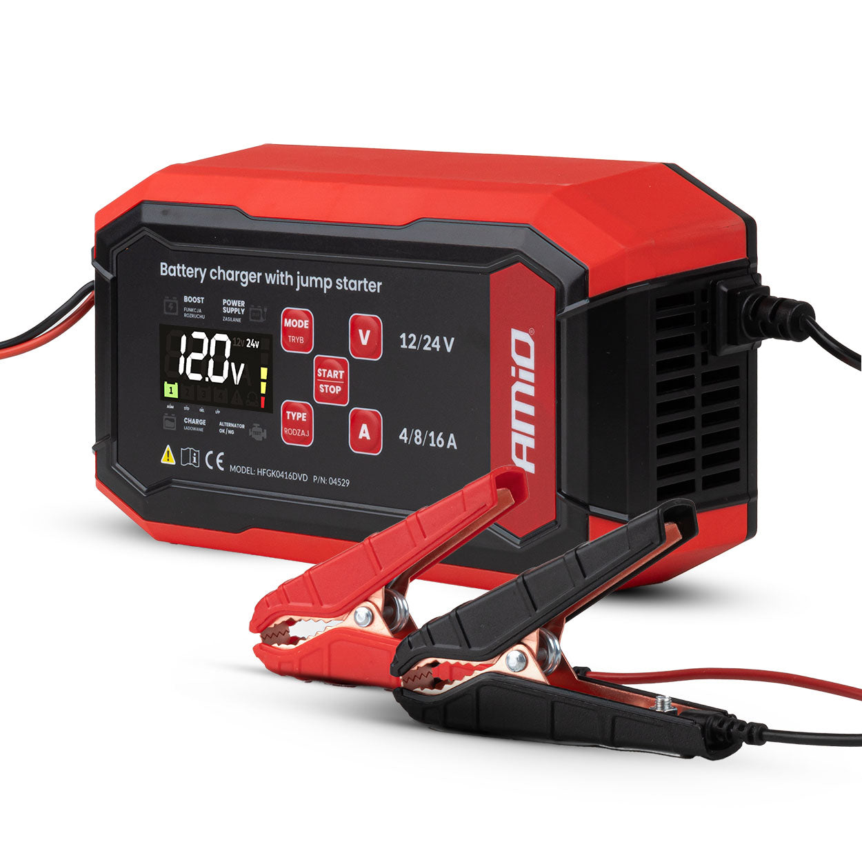 Digitaalinen akkulaturi BOOST AGM GEL STD LiFePo4 MAX 16A 12/24V PRO AMIO-04529