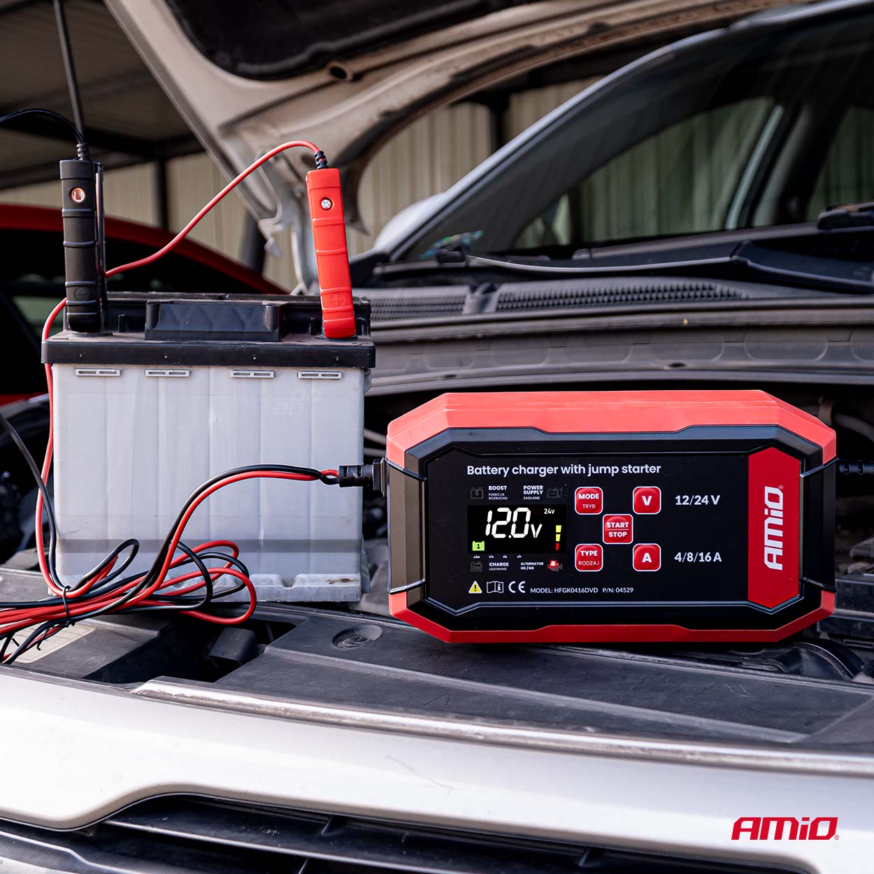 Digitaalinen akkulaturi BOOST AGM GEL STD LiFePo4 MAX 16A 12/24V PRO AMIO-04529