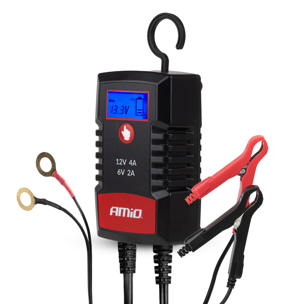 Digitaalinen akkulaturi AGM GEL STD LiFePo4 MAX 4A 6/12V PRO HOOK AMIO-04531