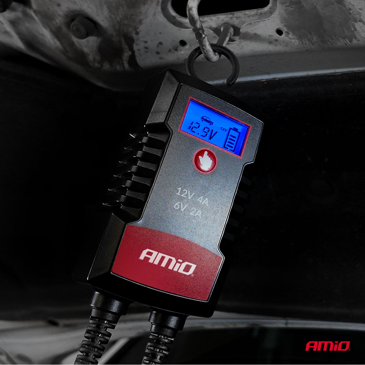 Digitaalinen akkulaturi AGM GEL STD LiFePo4 MAX 4A 6/12V PRO HOOK AMIO-04531