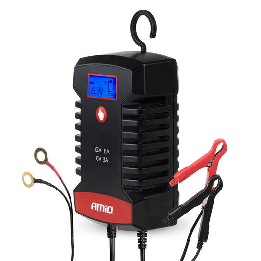 Digitaalinen akkulaturi AGM GEL STD LiFePo4 MAX 6A 6/12V PRO HOOK AMIO-04532