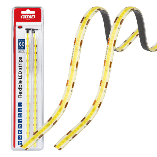 LED-Autostreifen COB valkoinen 2x30 cm 12 V AMIO-04569