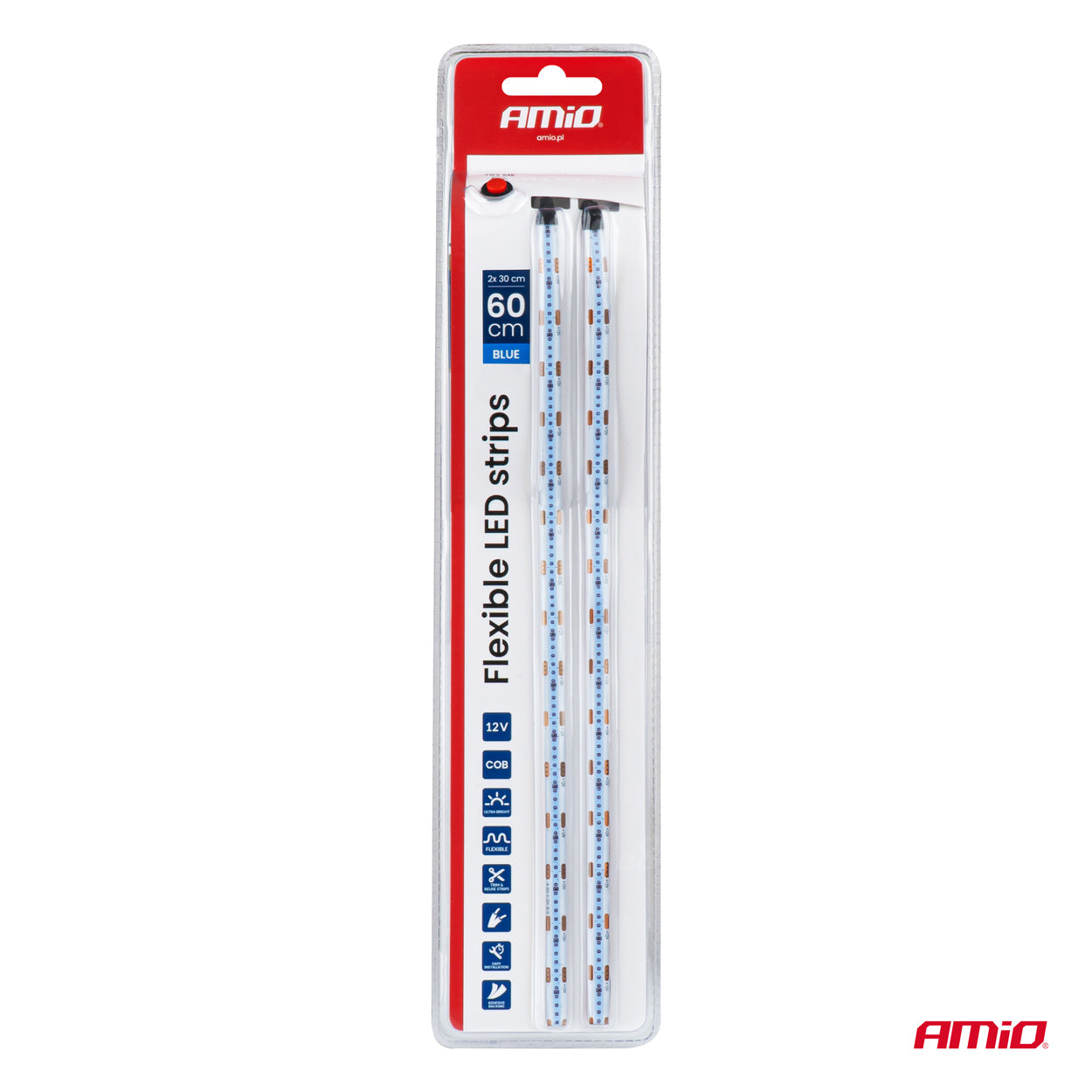 LED-Autostreifen COB blau 2x30 cm 12 V AMIO-04571